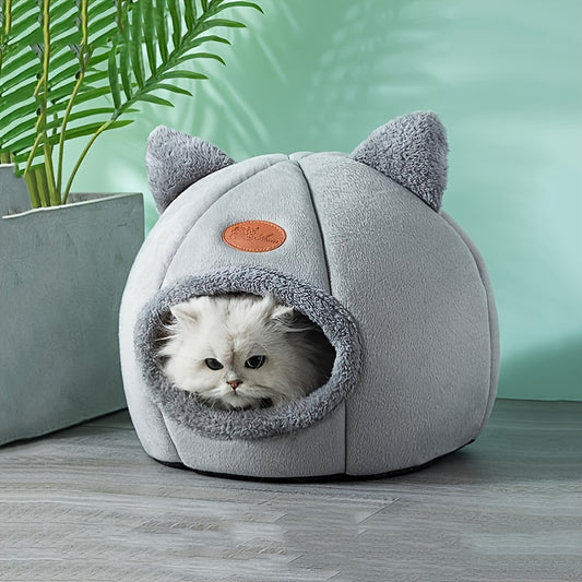 Cozy Cat Cave Bed - Soft, Removable, And Winter-Warm For Kittens And Pets